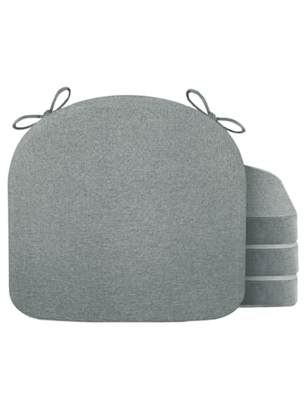 4 Pack Memory Foam Chair Cushions 2.5 Inch Thick Non Slip Dining Linen Dark Grey